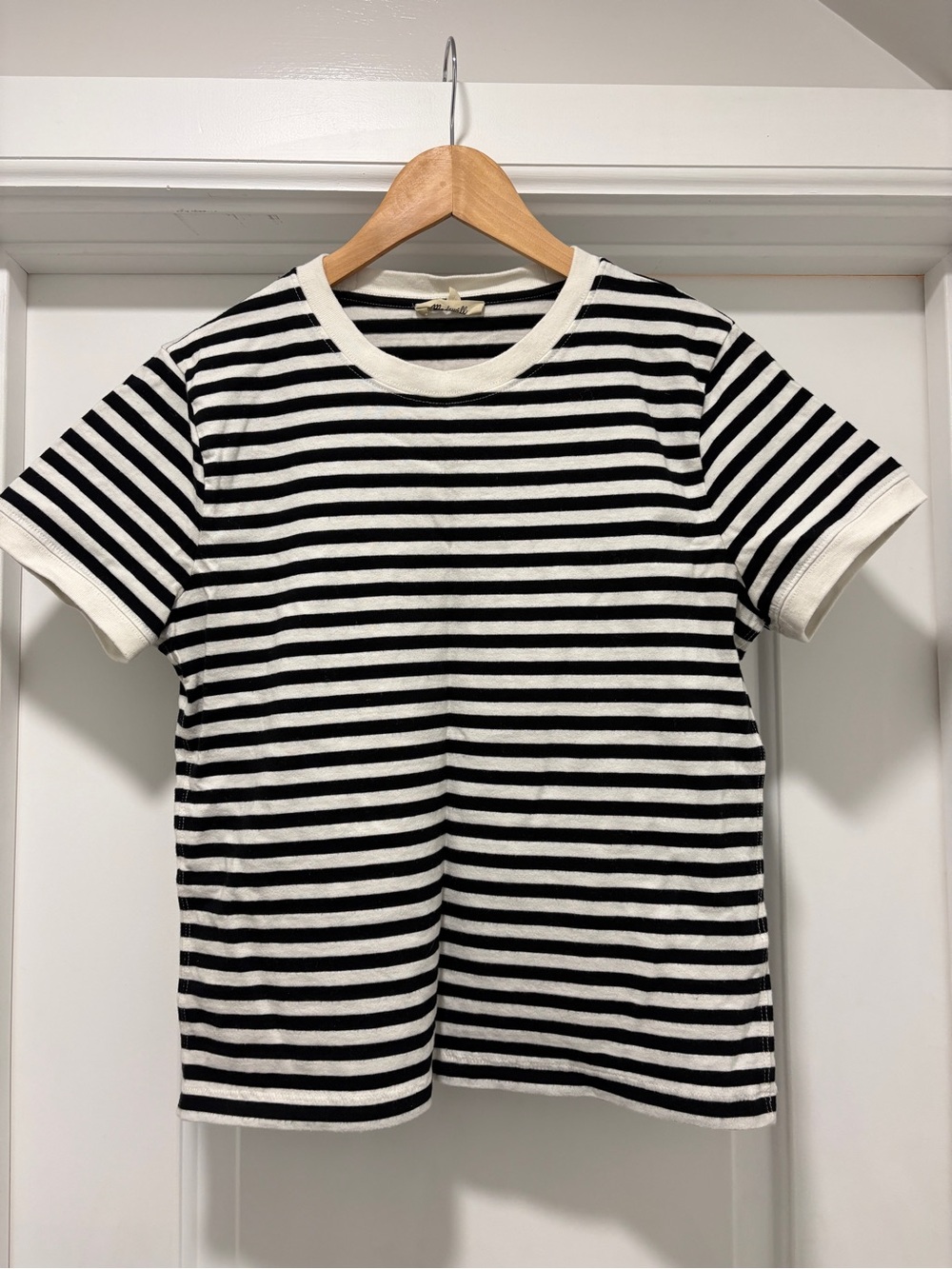 Madewell Black and White Striped Short Sleeve Tee
